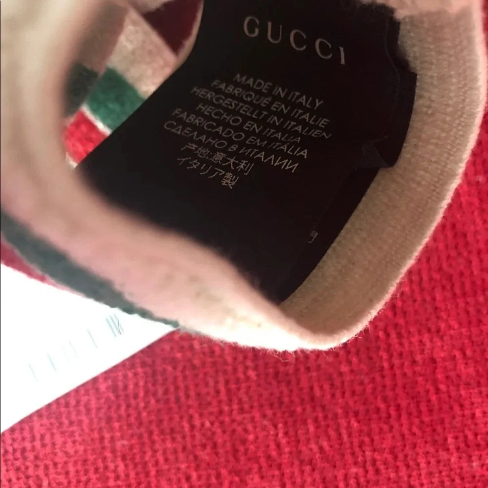 Gucci Cream Knit Headband with Red and Green Stripe